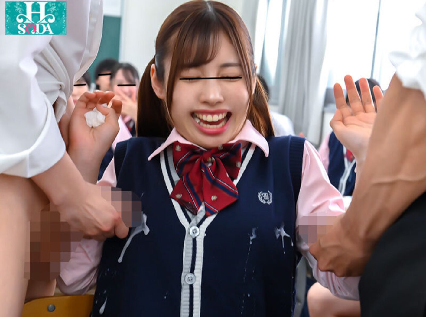 【制服ぶっかけ】【私服ぶっかけ】生徒の制服セーターと先生の青いブラウスとタイトスカートに精子を大量ぶっかけ