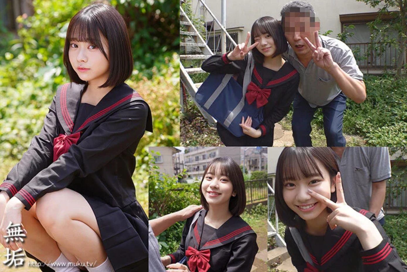 【制服SEX】セーラー服で着衣SEXから中出しした精子でスカートの裏地を汚す